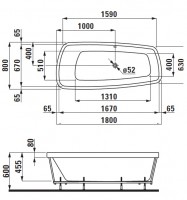 Laufen PALOMBA vana 1800x800x600 mm, konstrukce, bílá   H2438010000001